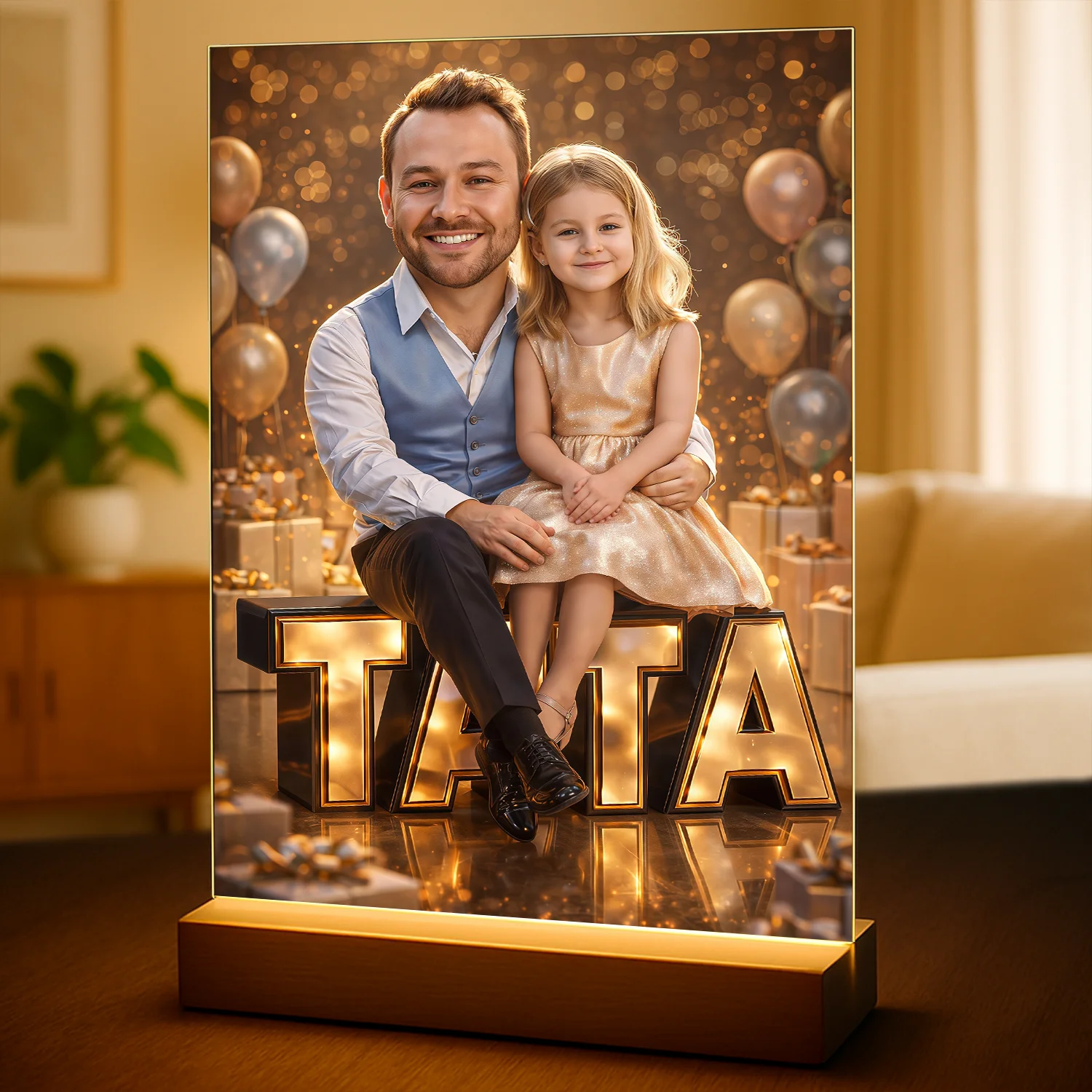 Image of Prezent dla taty na Dzień Ojca - portret ze zdjęcia na szkle w eleganckim stylu
