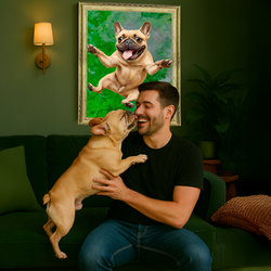 Image of Portret pasa z zielonym tłem - obraz na płótnie z Twojego zdjęcia