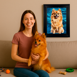 Image of Portret pupila z niebieskim tłem - obraz na płótnie z Twojego zdjęcia