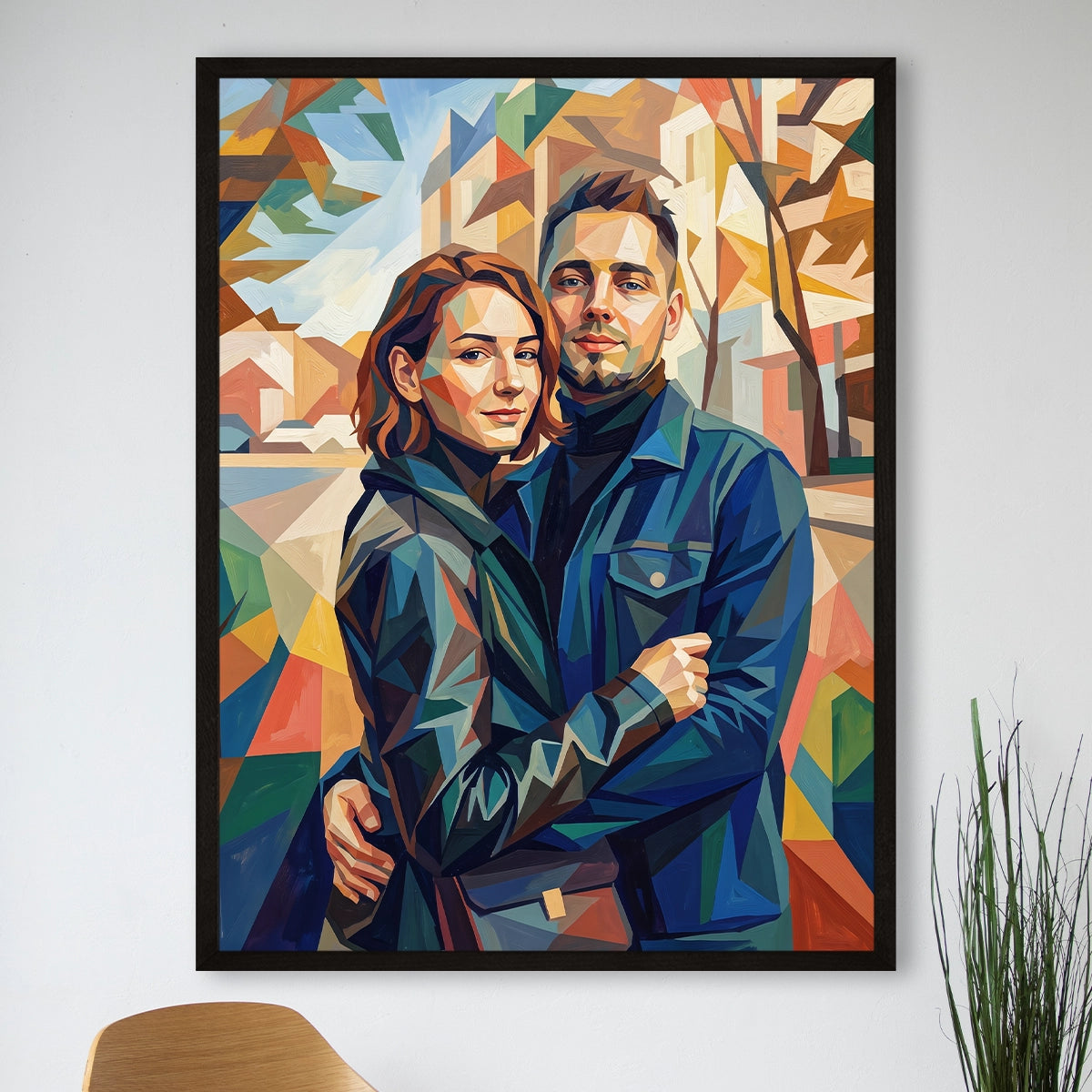 Image of wymalujchwile.pl – portret pary w geometrycznym stylu – plakat na rocznicę