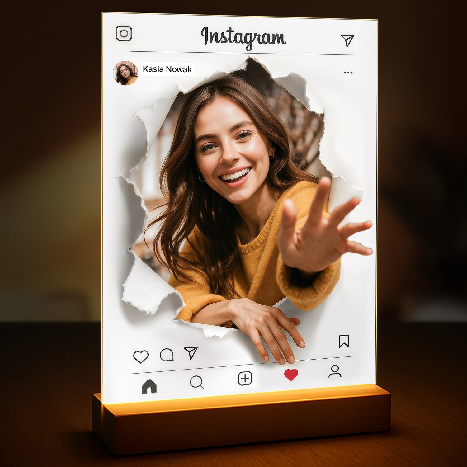 W stylu instagramowego postu - druk na szkle, portret z Twojego zdjęcia