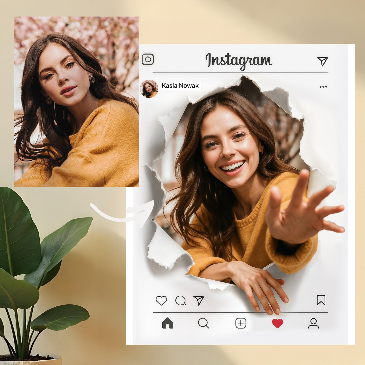 Image of W stylu instagramowego postu - druk na szkle, portret z Twojego zdjęcia
