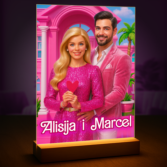 Portret w stylu Barbie i Kena - druk na szkle, portret z Twojego zdjęcia