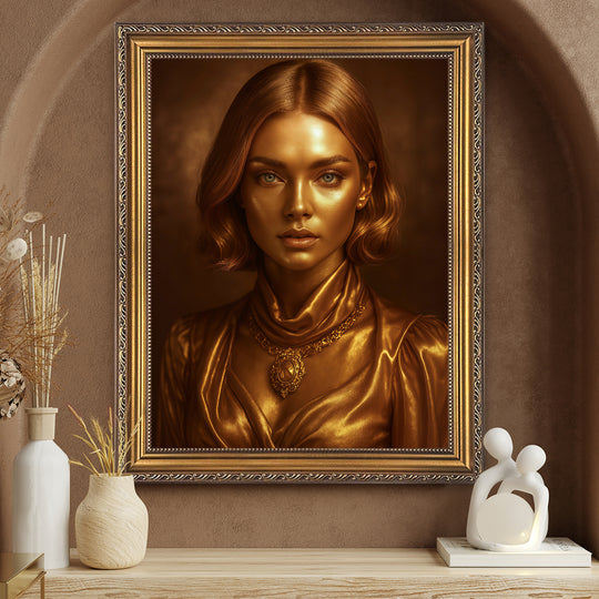 Złoty portret kobiety - obraz na płótnie z Twojego zdjęcia