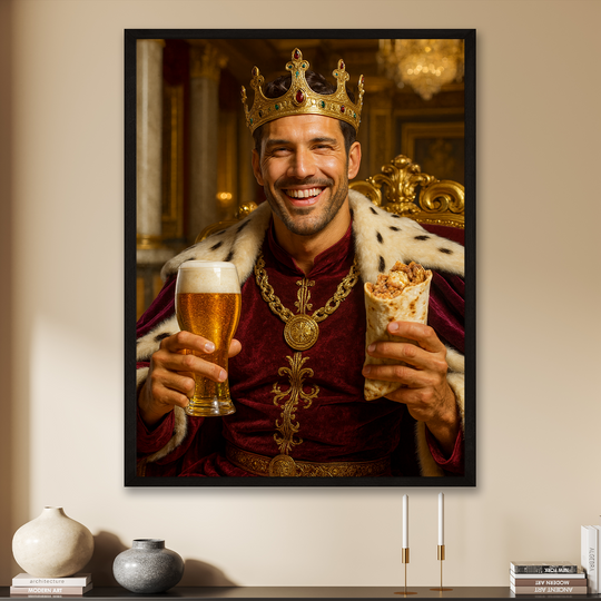 Portret król z piwem i kebabem - plakat z Twojego zdjęcia
