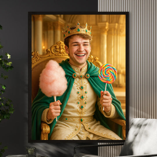 Król z watą cukrową i lizakiem - plakat z Twojego zdjęcia