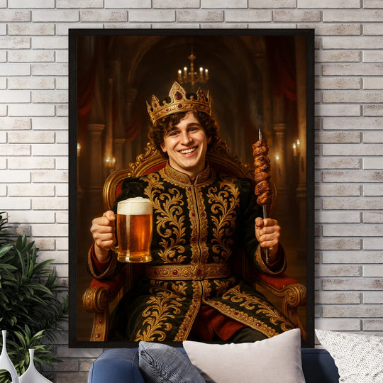 Król z szaszłykiem i piwem - plakat z Twojego zdjęcia