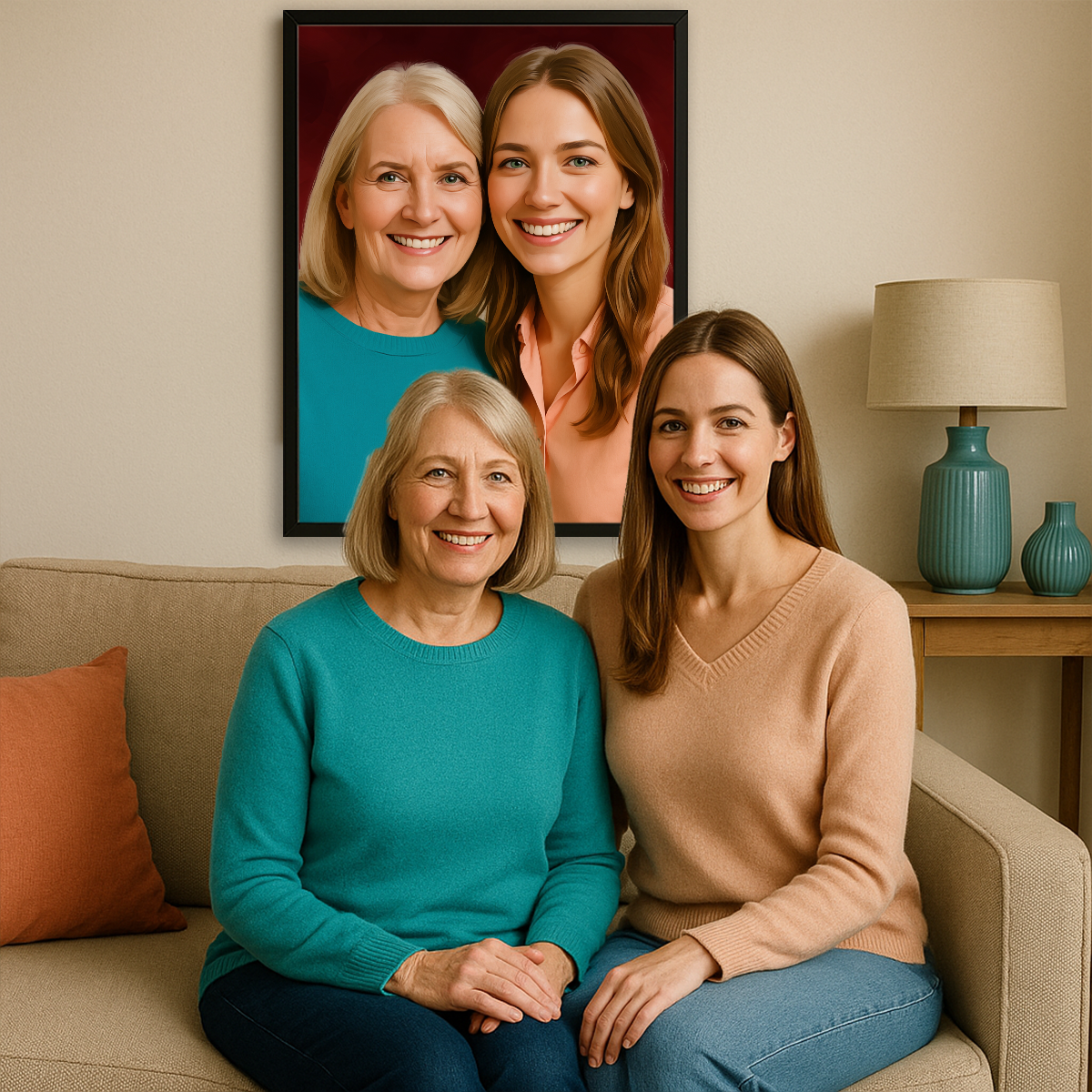 Image of Wspólny portret matki i córki - obraz na płótnie z Twojego zdjęcia