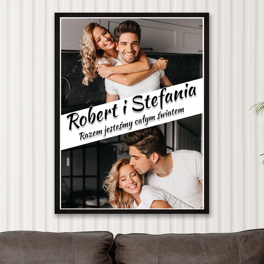 Kolaż 2 zdjęć zakochanej pary - plakat z Twojego zdjęcia