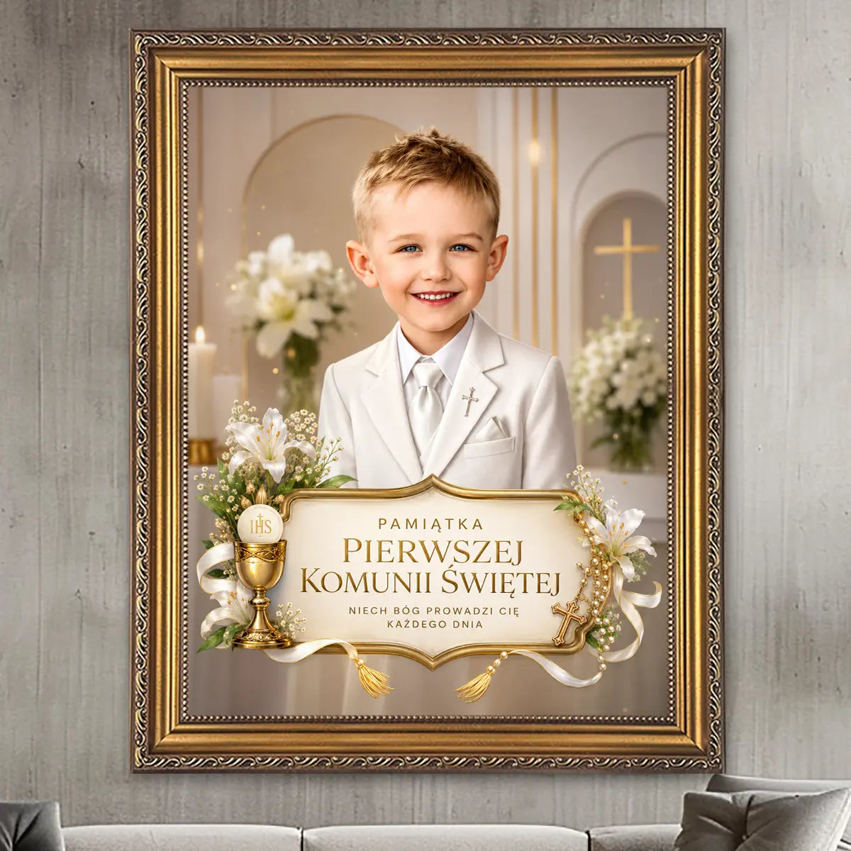 Image of Personalizowany portret na Pierwszą Komunię Świętą wykonany ze zdjęcia – wyjątkowa pamiątka dla dziecka