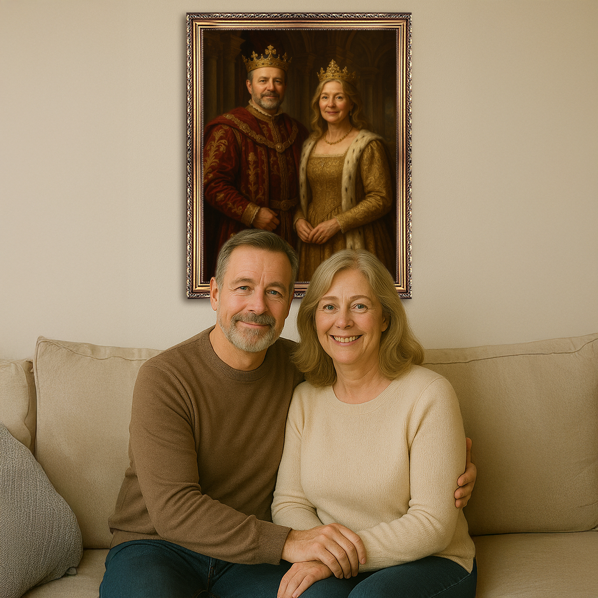 Portret pary w stylu królewskim - obraz na płótnie z Twojego zdjęcia