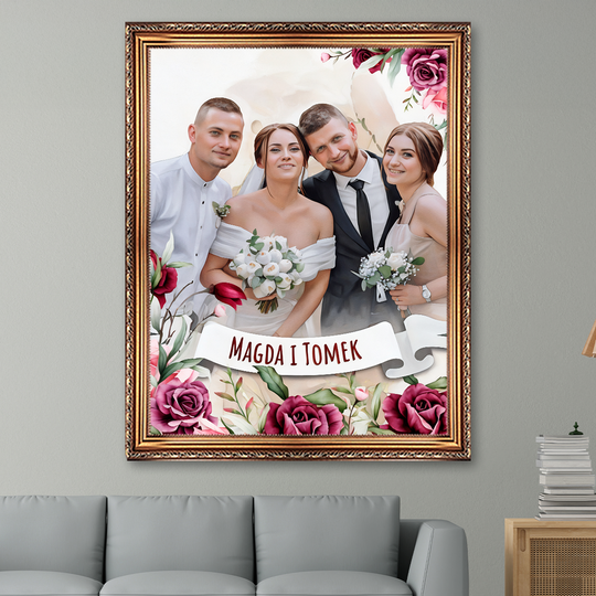 Portret z dnia ślubu - obraz na płótnie z Twojego zdjęcia