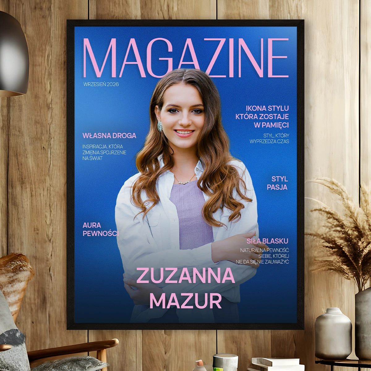 Image of Personalizowany plakat ze zdjęcia kobiety w stylu okładki magazynu z imieniem