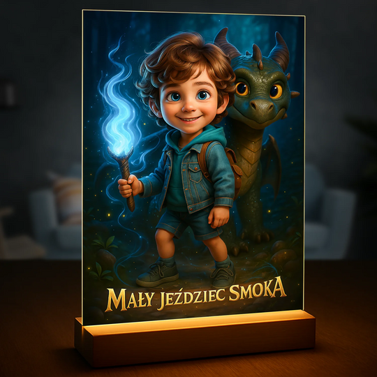 Chłopiec i smok - druk na szkle, portret z Twojego zdjęcia