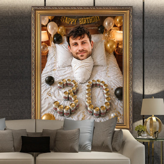 Oryginalny prezent dla niego na 30 - karykatura ze zdjęcia na płótnie Jubilat jako bobas