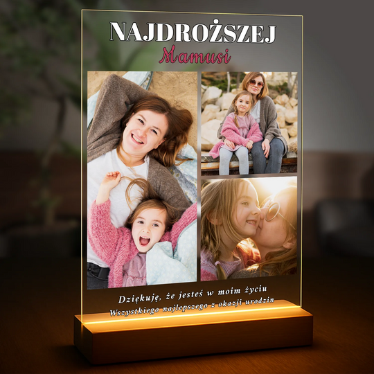 Dla najdroższej mamusi - druk na szkle, personalizowany prezent na urodziny