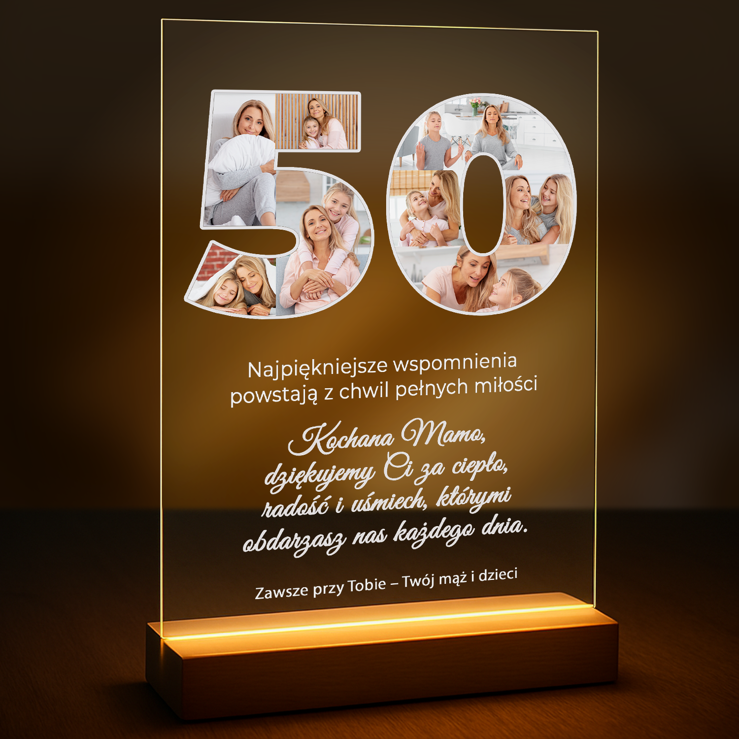 Od rodziny na 50 urodziny - druk na szkle z Twojego zdjęcia