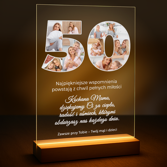 Od rodziny na 50 urodziny - druk na szkle z Twojego zdjęcia