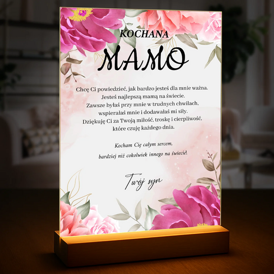 Podziękowania dla mamy - druk na szkle, personalizowany prezent na Dzień Matki