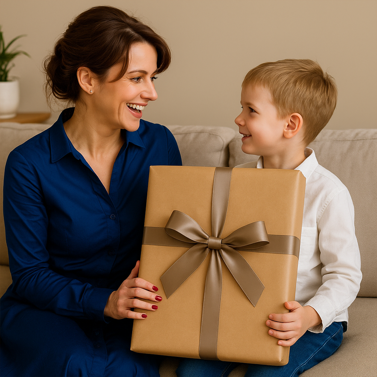 Image of Portret mamy z synkiem - obraz na płótnie z Twojego zdjęcia