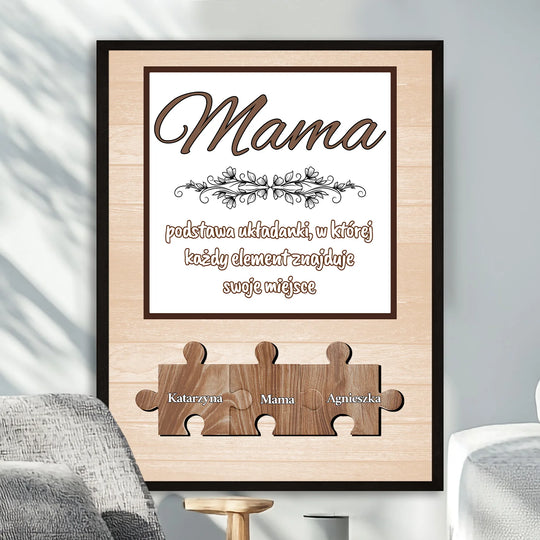 Prezent dla mamy na Dzień Matki - personalizowany plakat z imionami w stylu układanki