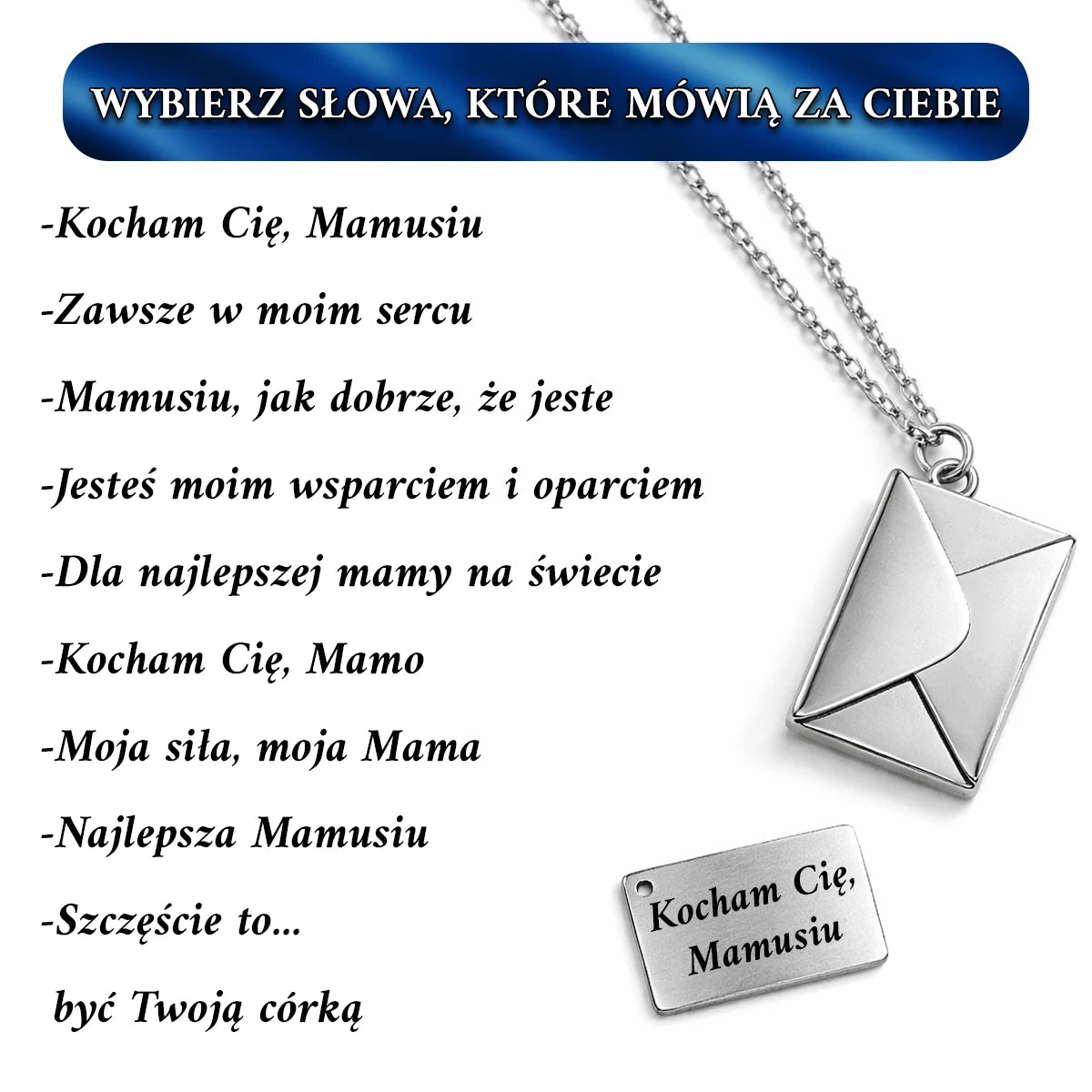 Image of List dla Mamy - personalizowany wisiorek koperta z grawerem