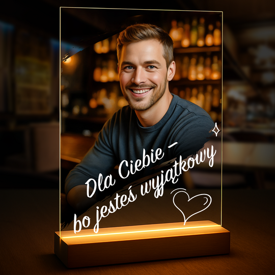 Jesteś wyjątkowy - druk na szkle, portret z Twojego zdjęcia