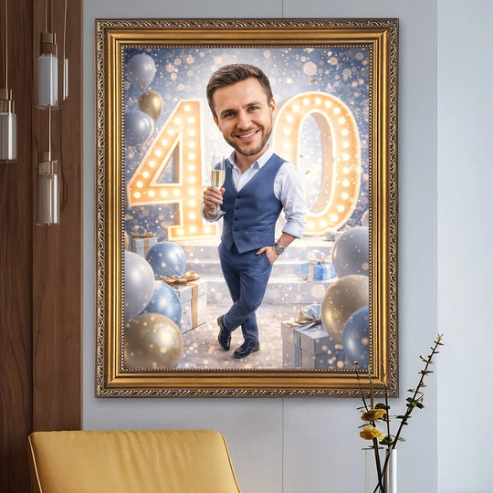 40. urodziny w wielkim stylu - obraz na płótnie, personalizowany prezent na 40. urodziny