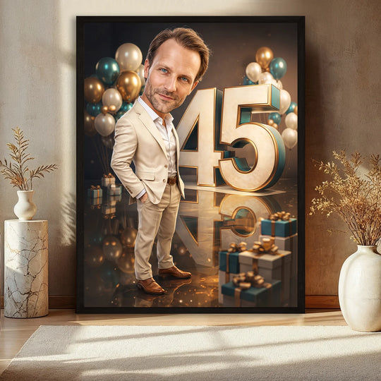 Dzień jego 45 urodzin - plakat, personalizowany prezent na 45 urodziny