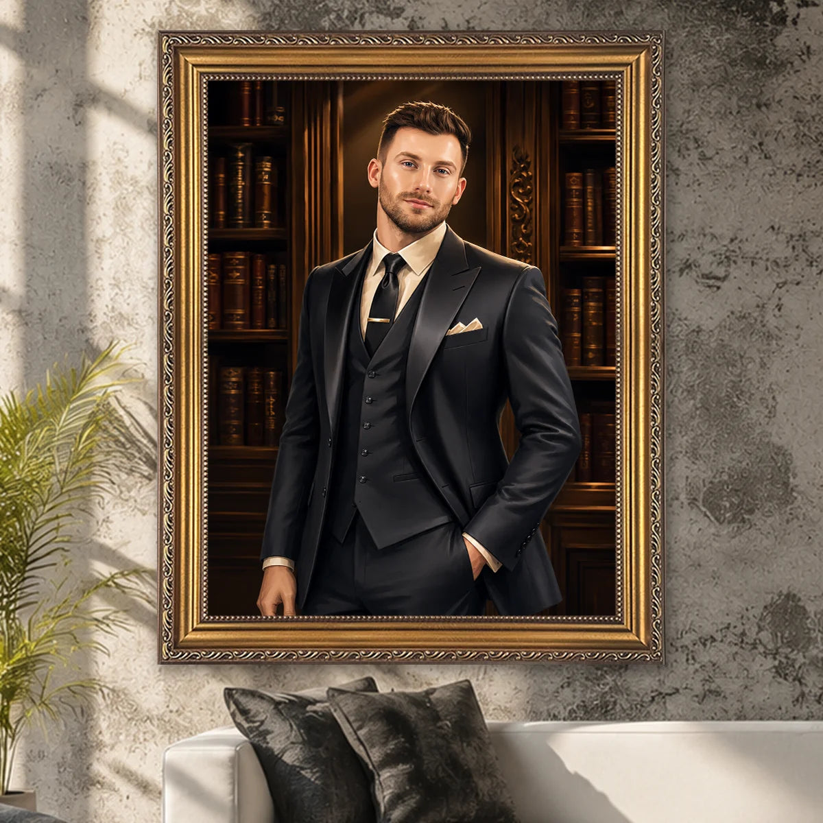Image of Portret mężczyzny w eleganckim stylu wykonany ze zdjęcia – personalizowany prezent dla niego