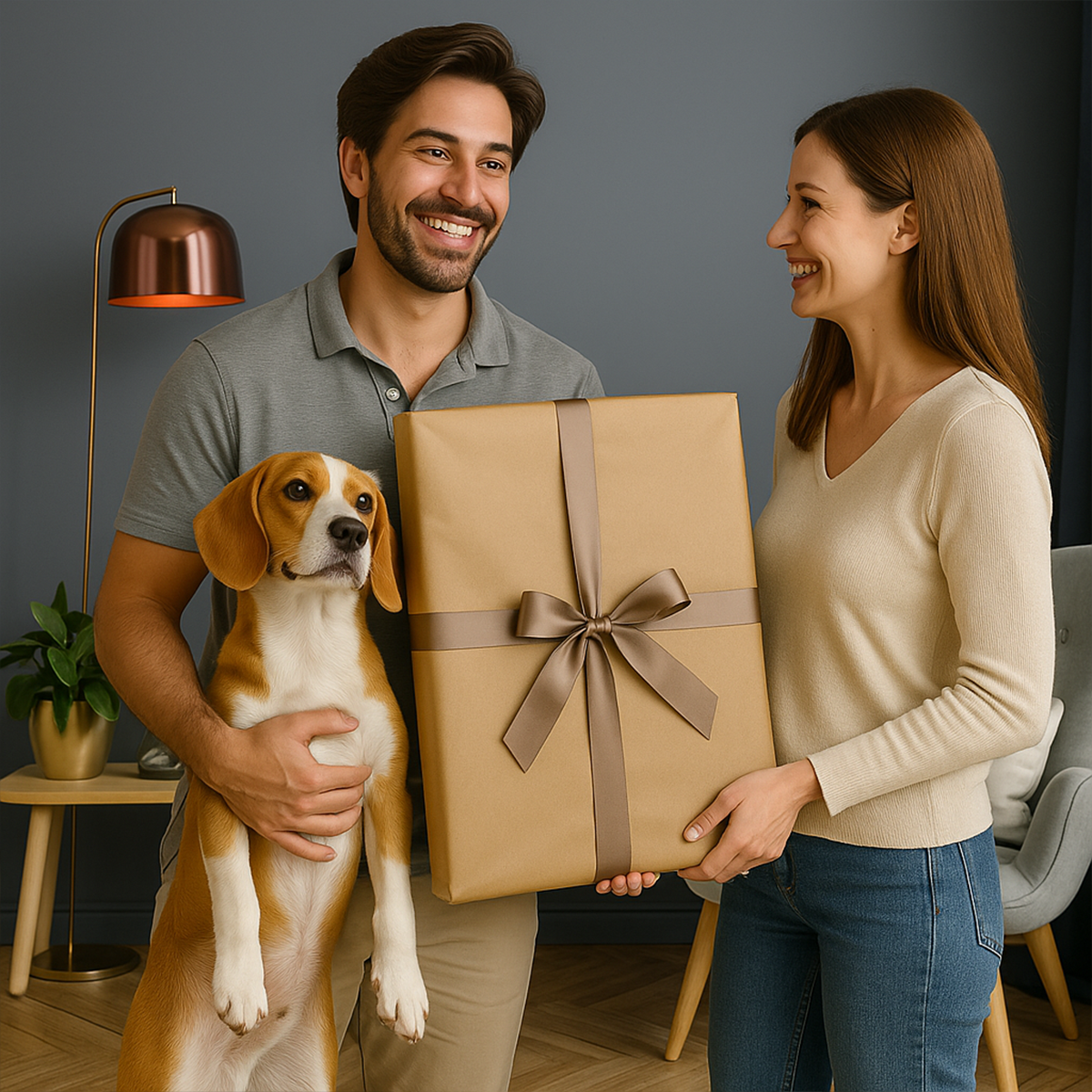 Image of Portret mężczyzny z ukochanym psem - obraz na płótnie z Twojego zdjęcia