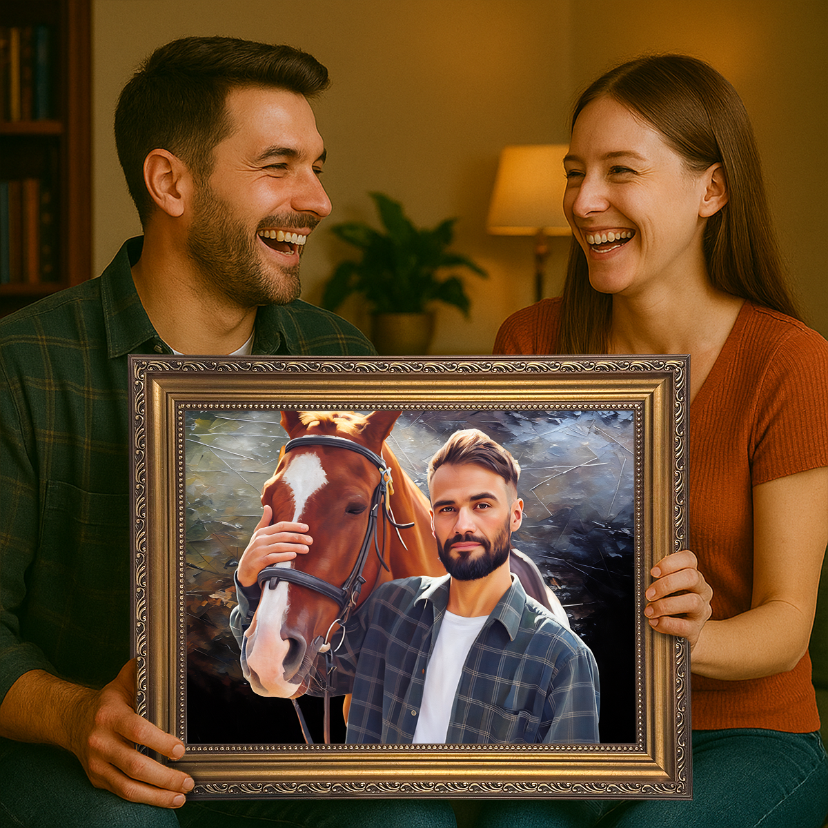 Image of Mężczyzna z koniem - obraz na płótnie z Twojego zdjęcia