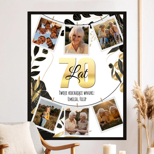 Kolaż na 70 lat od kochających wnuków - plakat z Twojego zdjęcia