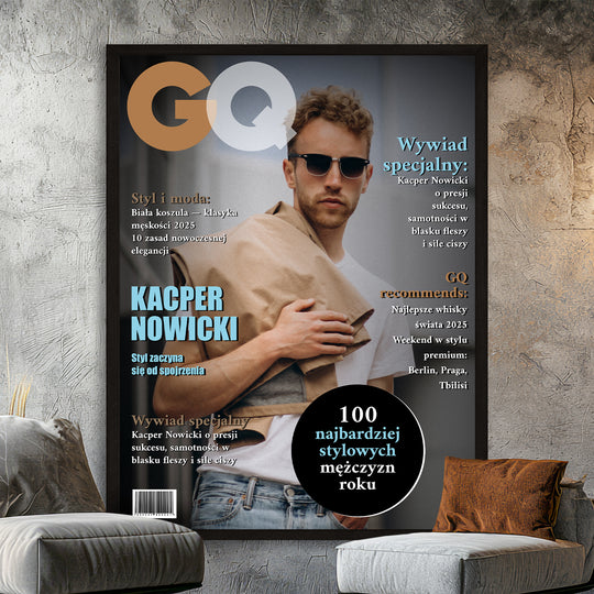 Mężczyzna z okładki magazynu modowego - plakat z Twojego zdjęcia