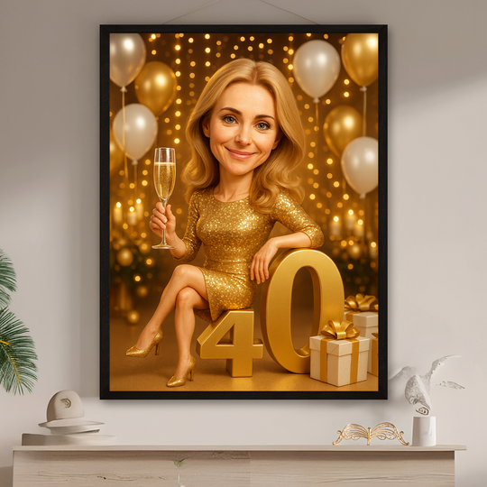 Urodzinowa karykatura na 40. - plakat z Twojego zdjęcia