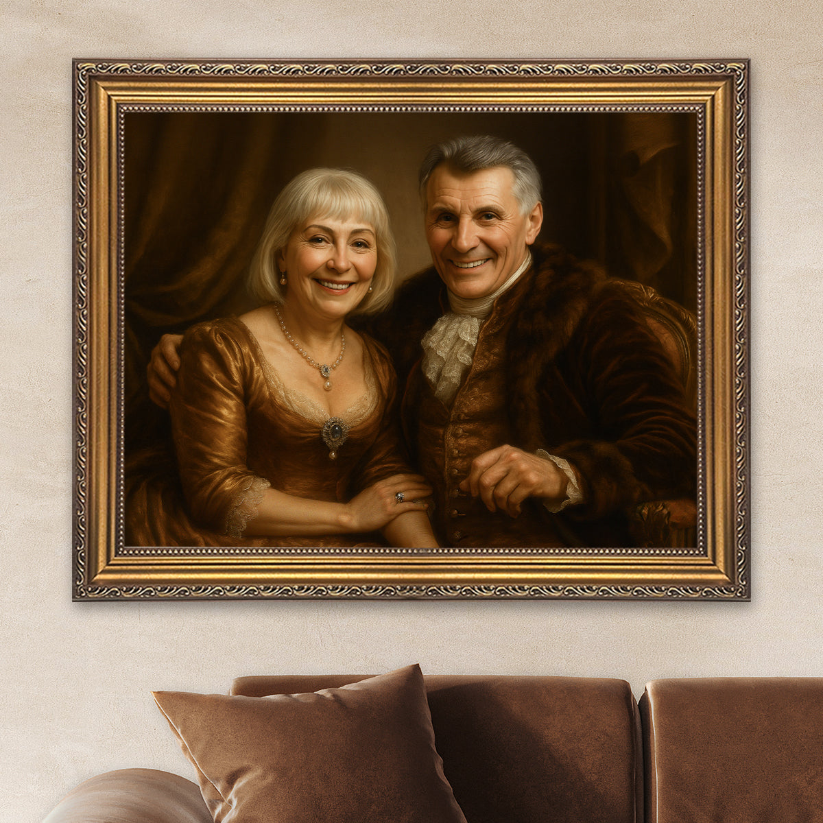 Portret pary w arystokrackim stylu - obraz na płótnie z Twojego zdjęcia