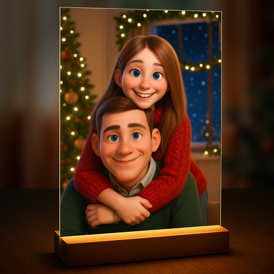 Świąteczna para w bajkowym stylu - druk na szkle, portret z Twojego zdjęcia