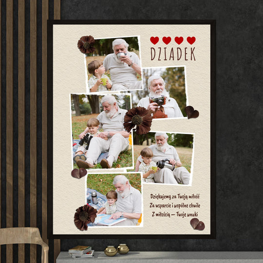 Podziękowania dla dziadka kolaż - plakat z Twojego zdjęcia