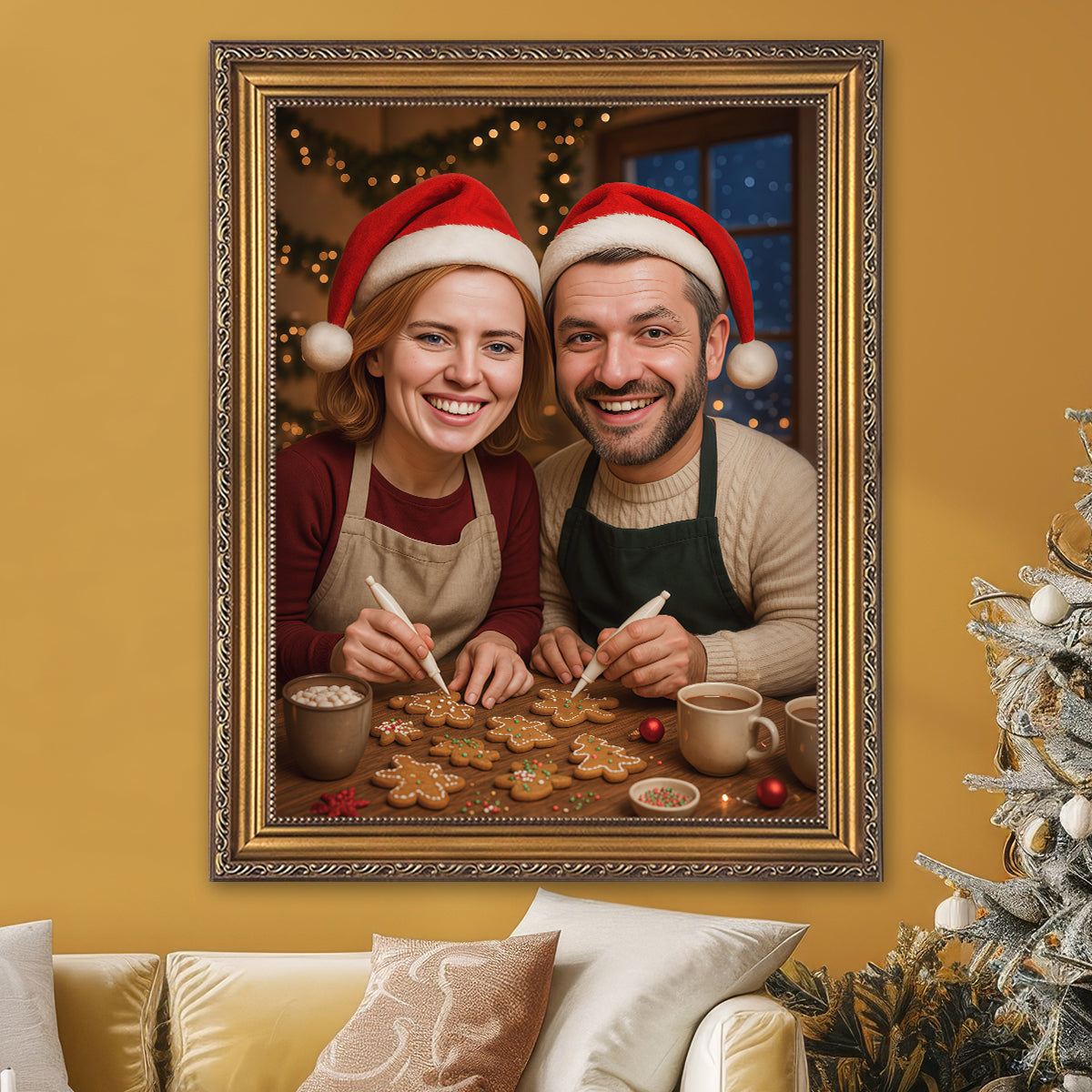 Wspólne pieczenie pierniczków - obraz na płótnie z Twojego zdjęcia