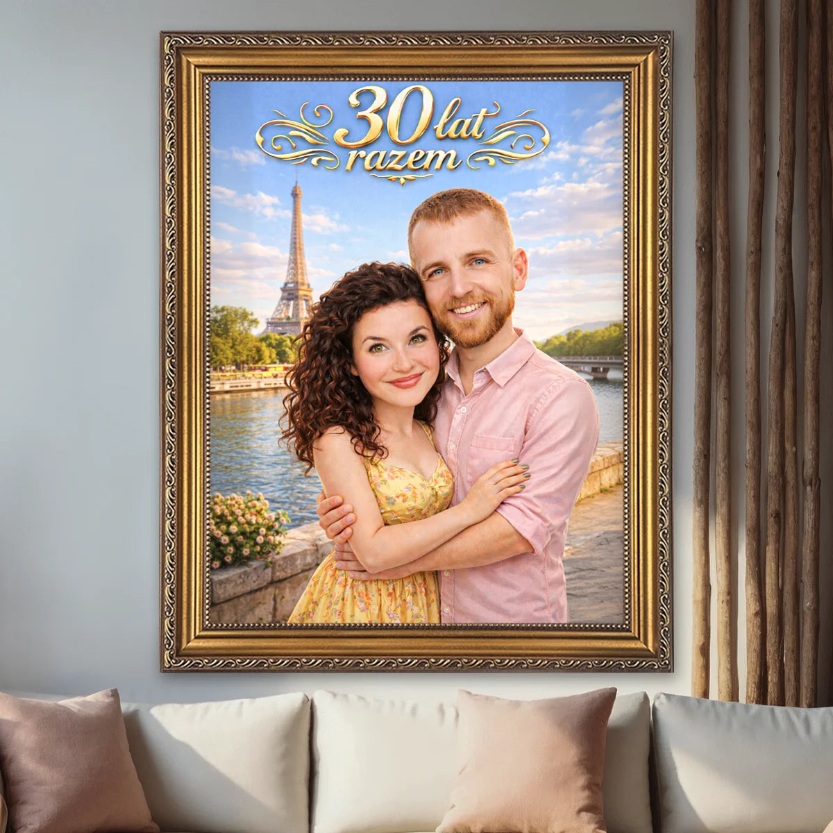 Image of Portret pary na płótnie na 30 rocznicę – personalizowany obraz ze zdjęcia z napisem „30 lat razem”, wyjątkowy prezent dla dwojga