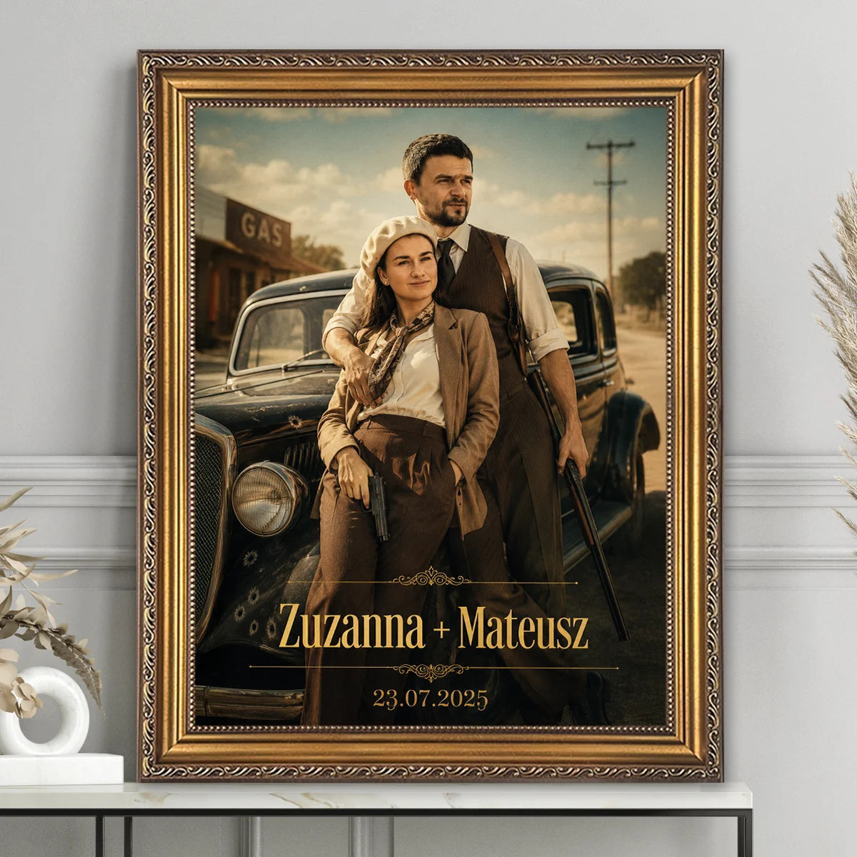 Image of wymalujchwile.pl – portret Bonnie & Clyde – prezent dla pary na rocznicę