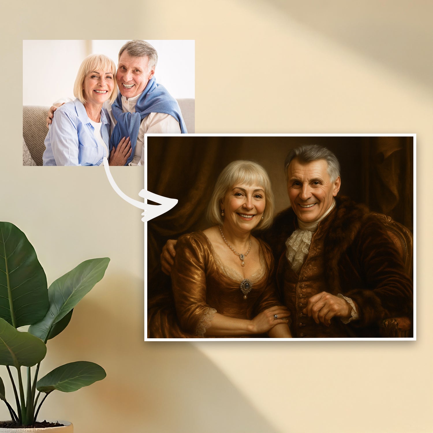 Portret pary w arystokrackim stylu - obraz na płótnie z Twojego zdjęcia