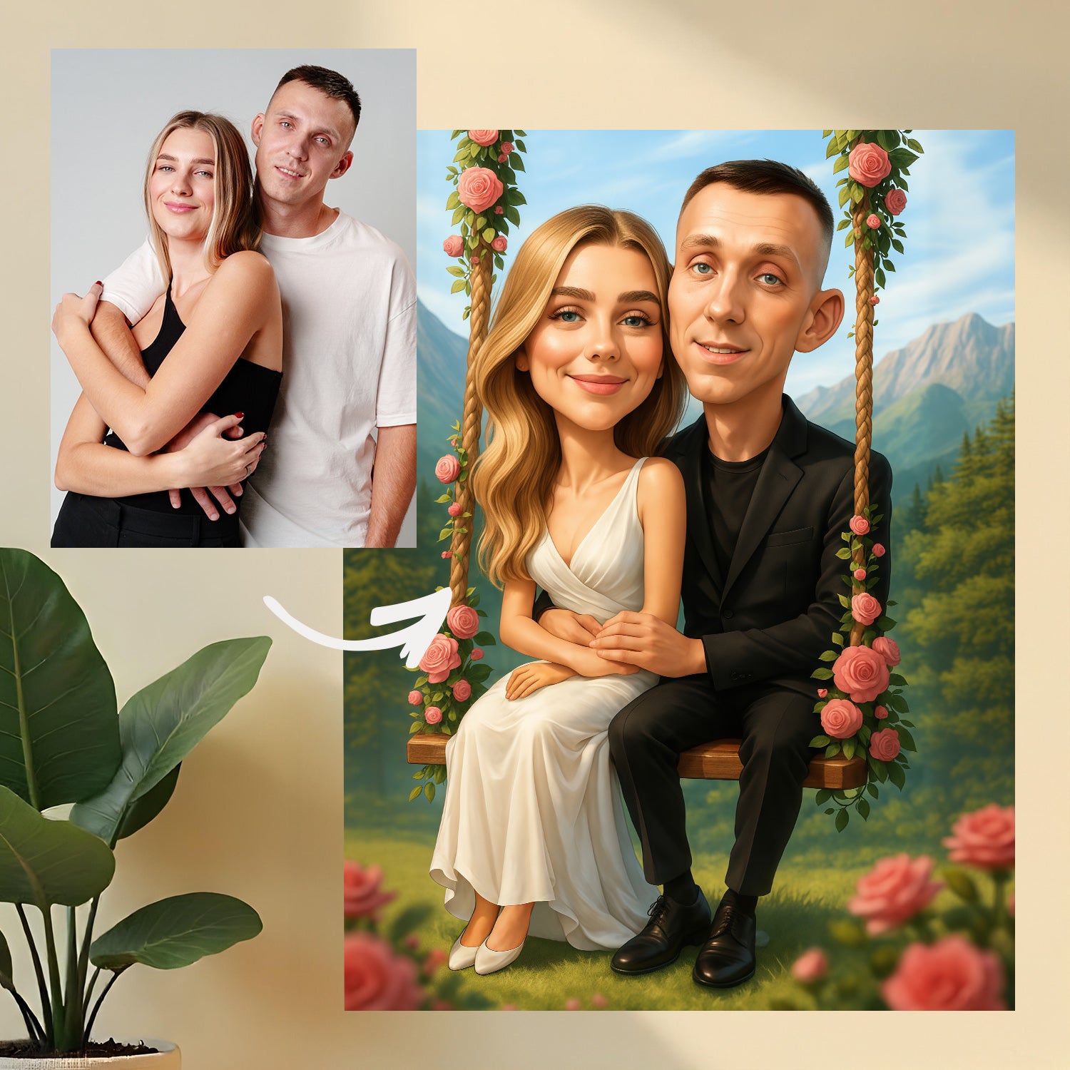 Image of Para młoda na huśtawce - obraz na płótnie z Twojego zdjęcia