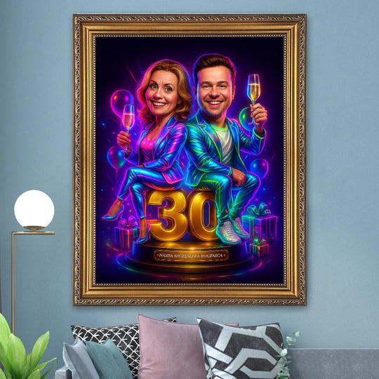 Ich 30 rocznica ślubu - obraz na płótnie z Twojego zdjęcia