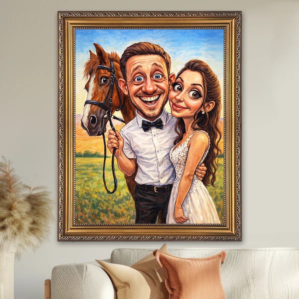 Image of Personalizowany portret pary w stylu karykatury ze zdjęcia – oryginalny i zabawny prezent dla dwojga na ślub lub rocznicę