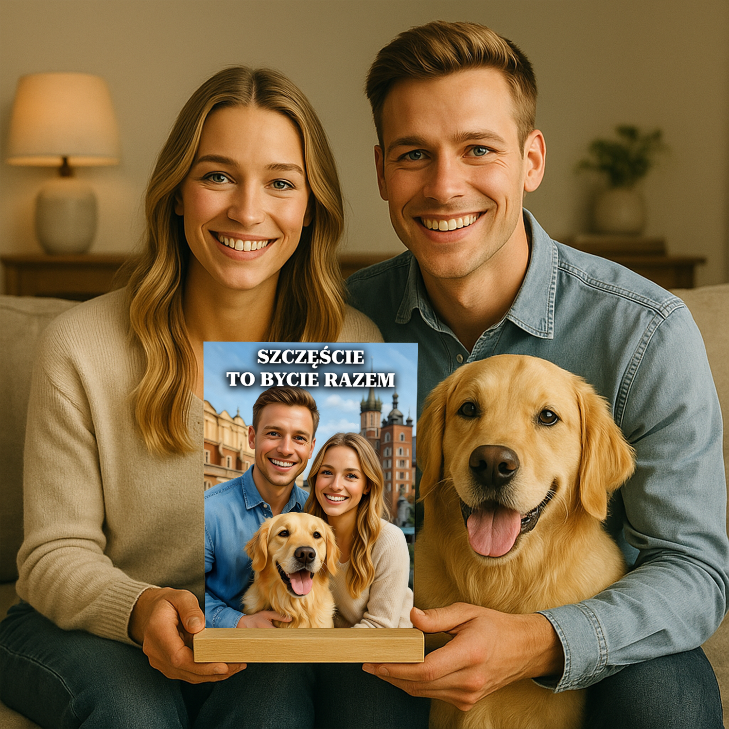 Image of Szczęście to bycie razem - druk na szkle, portret z Twojego zdjęcia