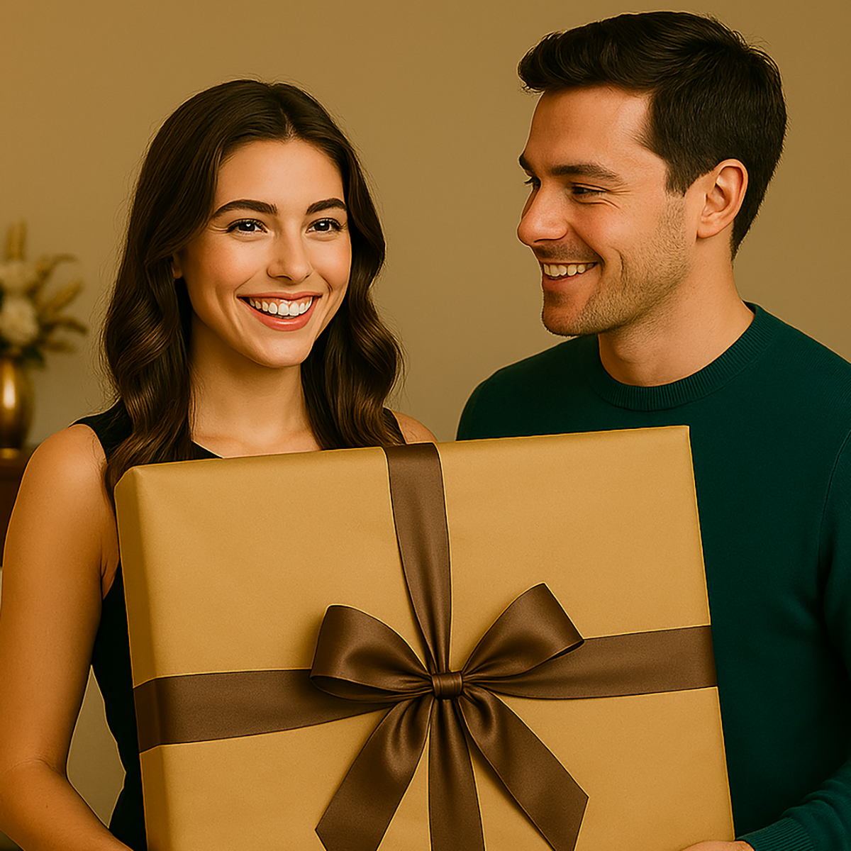 Image of Portret dziewczyny ze złotym tłem - obraz na płótnie z Twojego zdjęcia