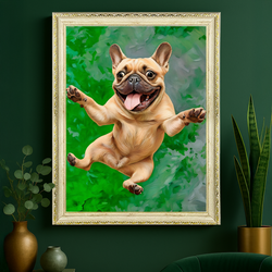 Image of Portret pasa z zielonym tłem - obraz na płótnie z Twojego zdjęcia