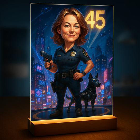45 urodziny policjantki - druk na szkle, portret z Twojego zdjęcia