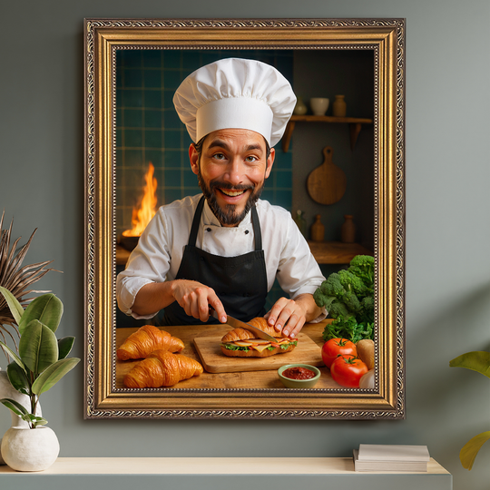 Portret szefa kuchni - obraz na płótnie z Twojego zdjęcia